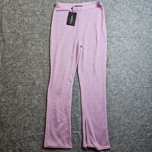 NWT LADIES PINK KNITTED HIGH RISE TROUSERS SIZE M TALL